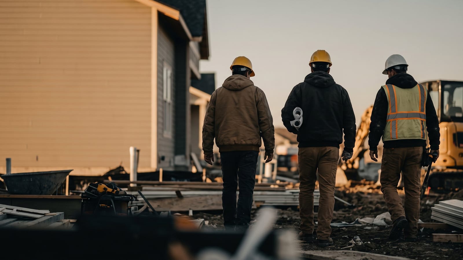 A crew walking a job site at the end of the day